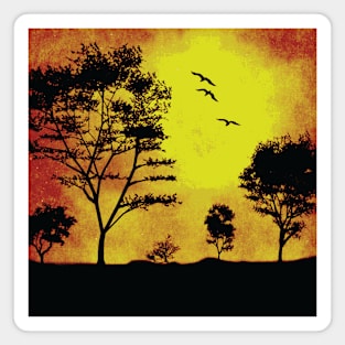 SUNSET TREES Pop Art Magnet